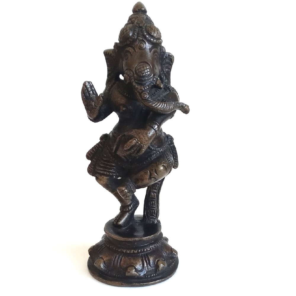 Elegant Antique Bronzed Brass Ganesha 5” Statue (Elephant)